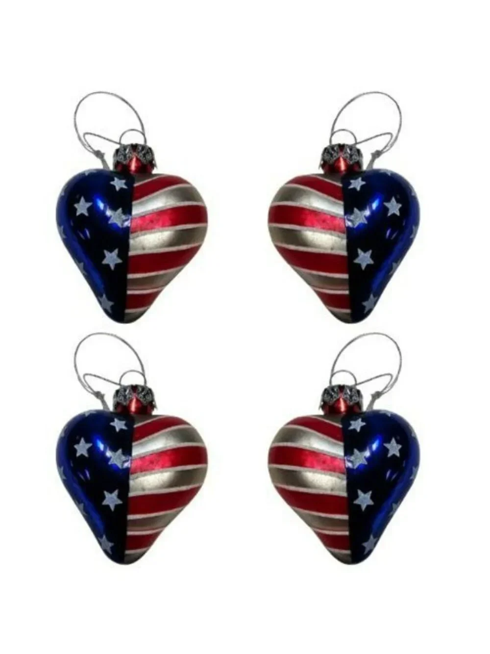 Lot of 4 Patriotic Heart USA Flag 2